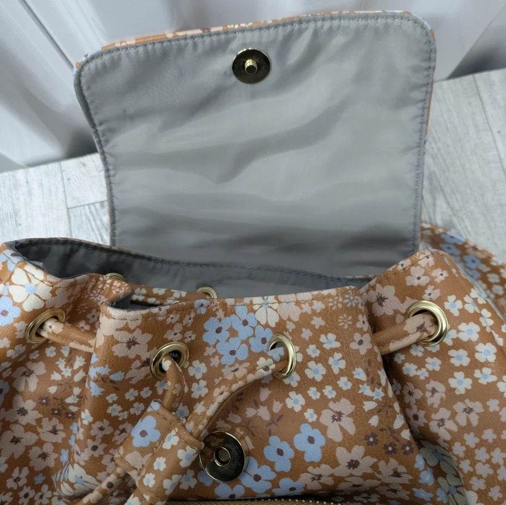 Wild Fable Floral Backpack in Brown and Blue